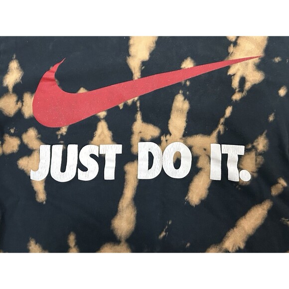 VTG Y2K The Nike Tee Just Do It Mens Medium Black T-Shirt Tie Dye Acid Wash - Picture 2 of 6